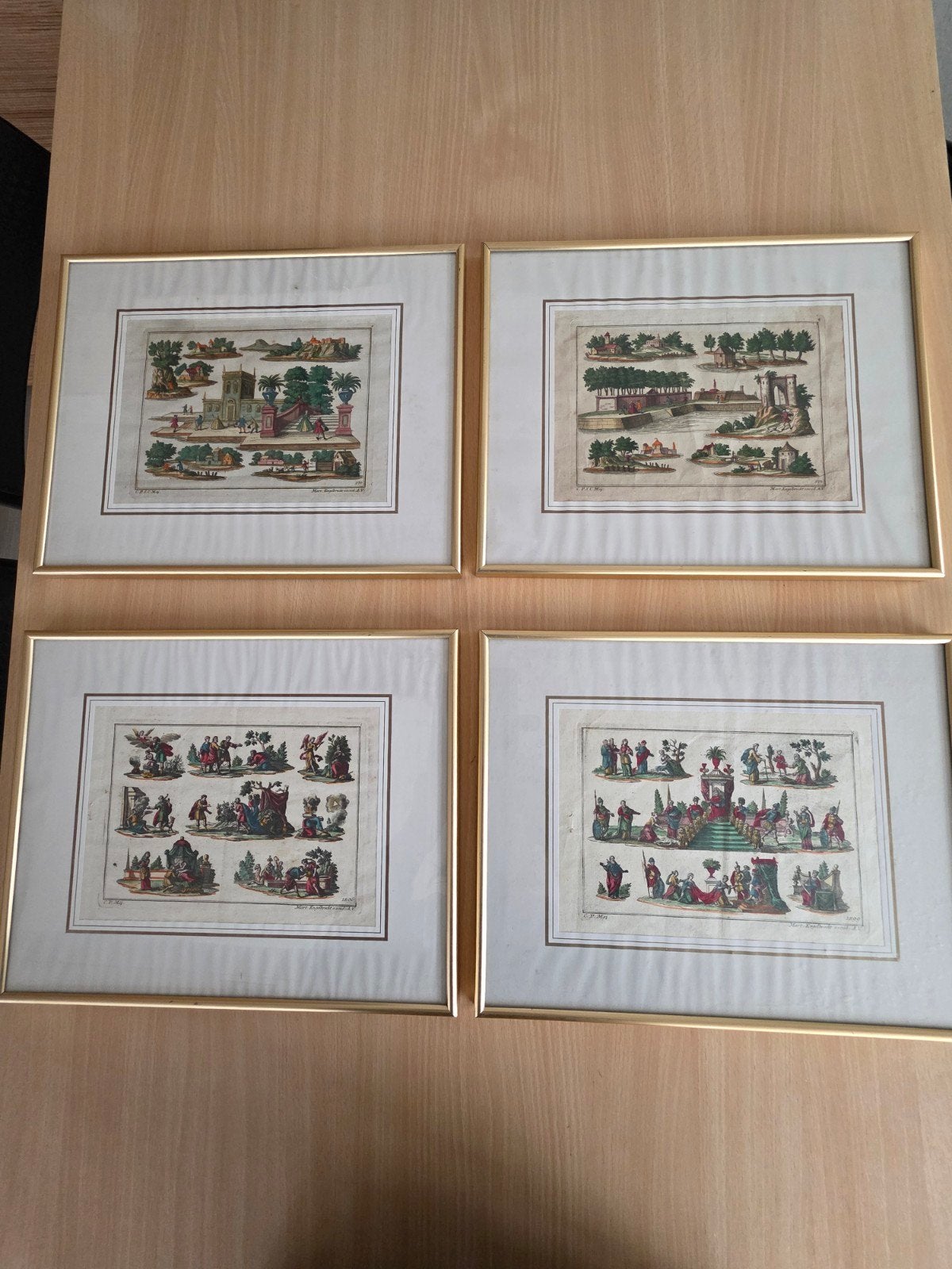 4x Originele 18e-eeuwse kopergravures – Martin Engelbrecht, Antiek en Kunst, Ophalen