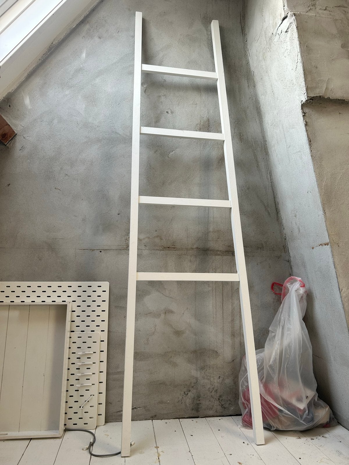 Witte houten ladder - decoratief, Ophalen, Gebruikt, Ladder, Minder dan 2 meter
