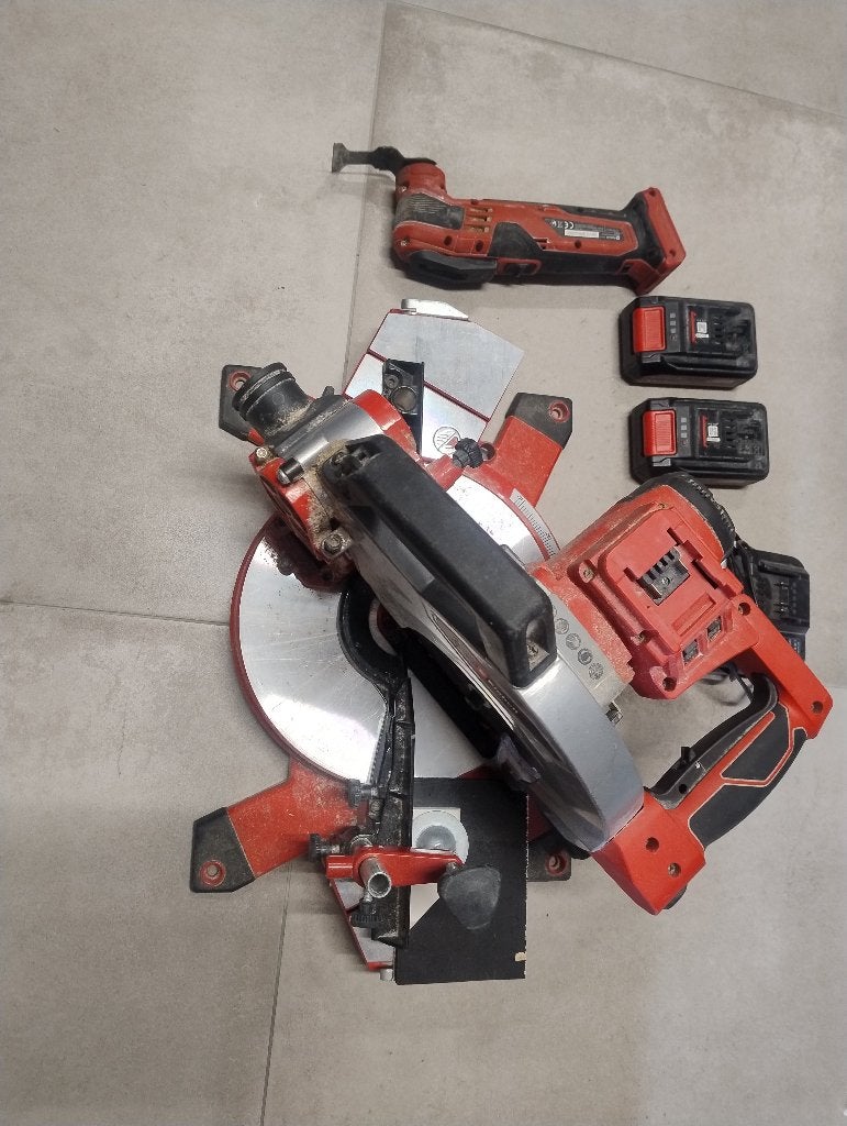 Einhell accu afkortzaag en multitool, Ophalen, Minder dan 600 watt, Afkortzaag, 30 tot 70 mm