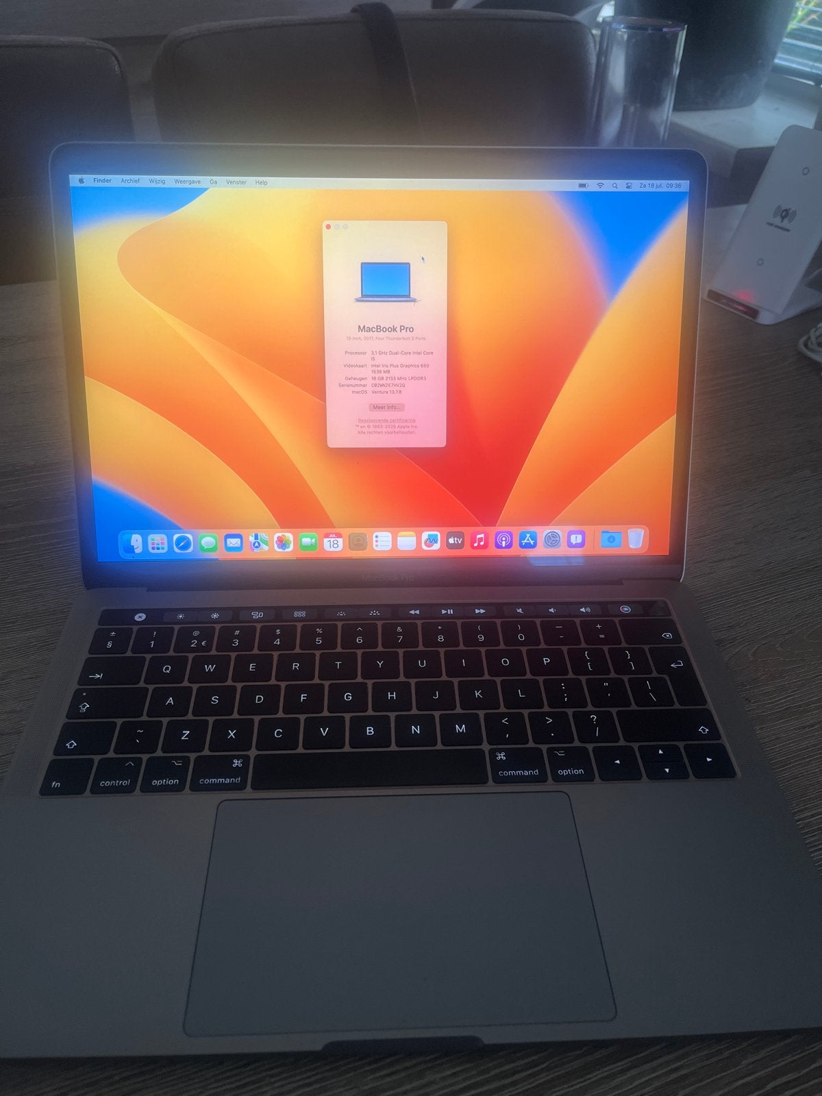 MacBook Pro 13" (2017) i5 3.1GHz 16GB RAM 250GB SSD, MacBook Pro, Gebruikt, 256 GB, 13 inch
