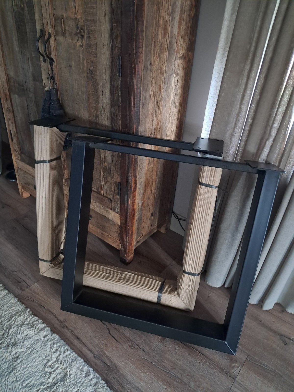 Stalen U eettafelpoten zwart gepoedercoated per 2 stuks nu v, Ophalen, Tafelpoot, 50 tot 100 cm, Vierkant