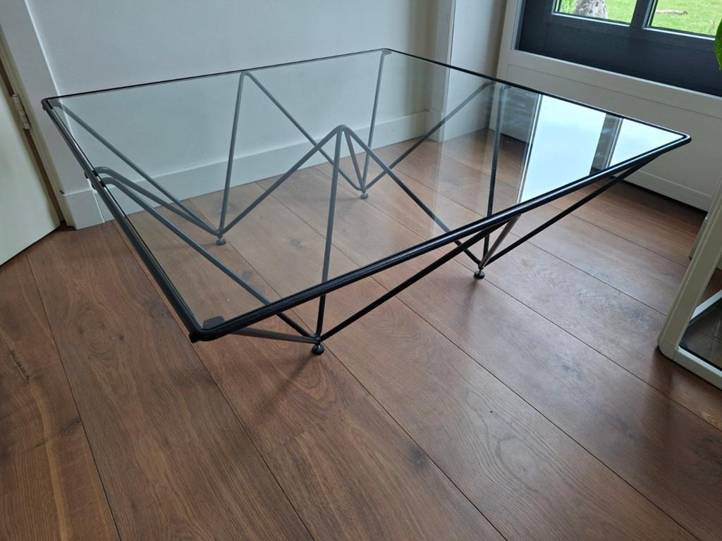 Paolo Piva Alanda salontafel 100x100 voor B&B Italia, Ophalen, Gebruikt, Vierkant, Glas