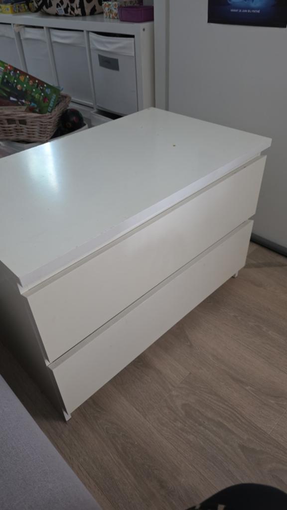 Witte ladekast met 2 laden, Huis en Inrichting, Kasten | Ladekasten, Ophalen, Overige materialen, Gebruikt, 1 of 2 laden