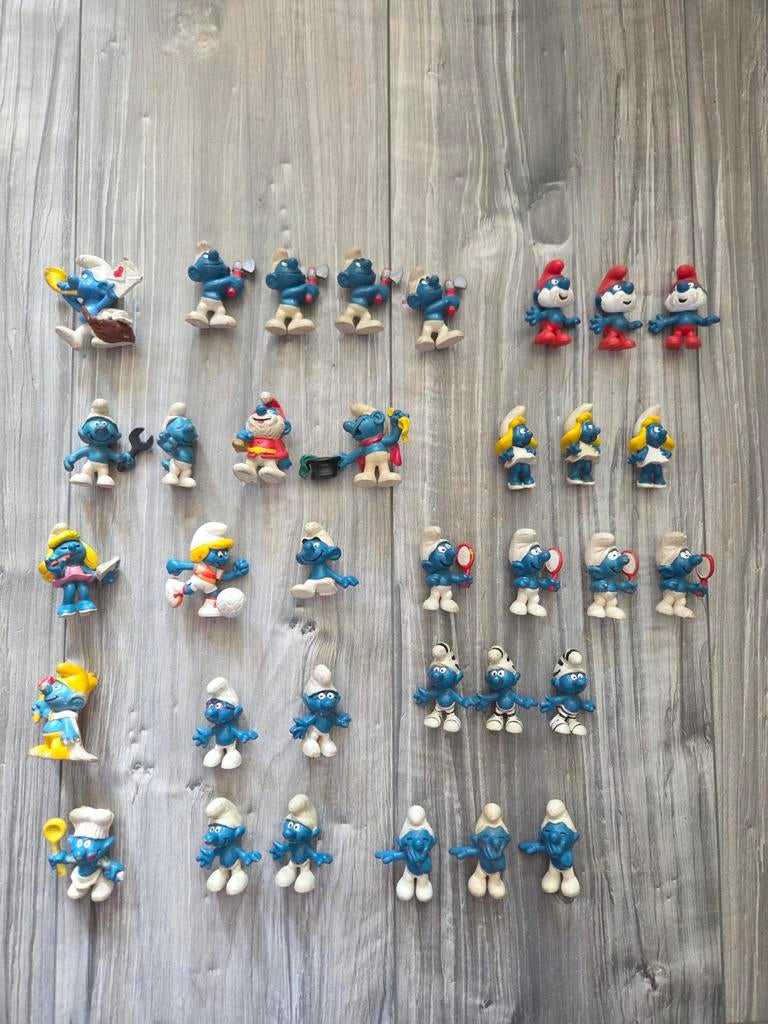 Grote verzameling Smurfen uit de jaren '60 en '70, Verzamelen, Ophalen of Verzenden, Gebruikt, Verschillende Smurfen, Poppetje, Figuurtje of Knuffel