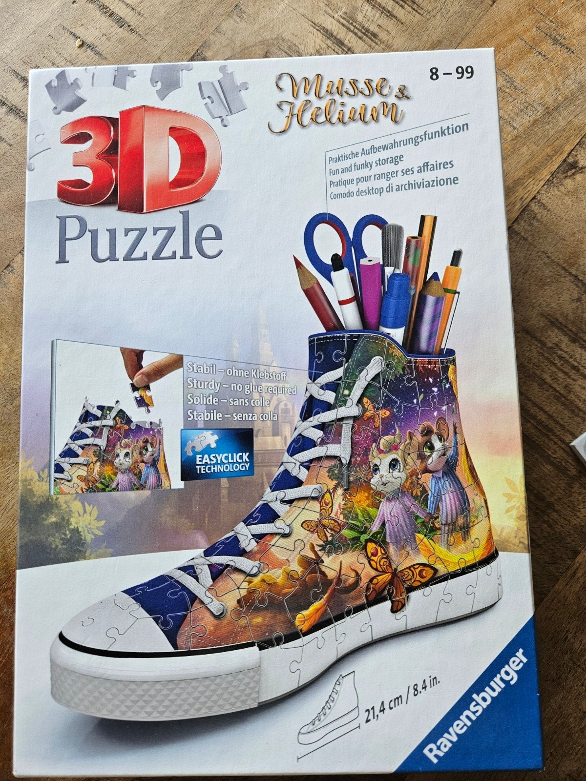 3d puzzle schoen/pennenbakje 8-99 jaar, Ophalen of Verzenden, Meer dan 50 stukjes, Zo goed als nieuw, 6 jaar of ouder
