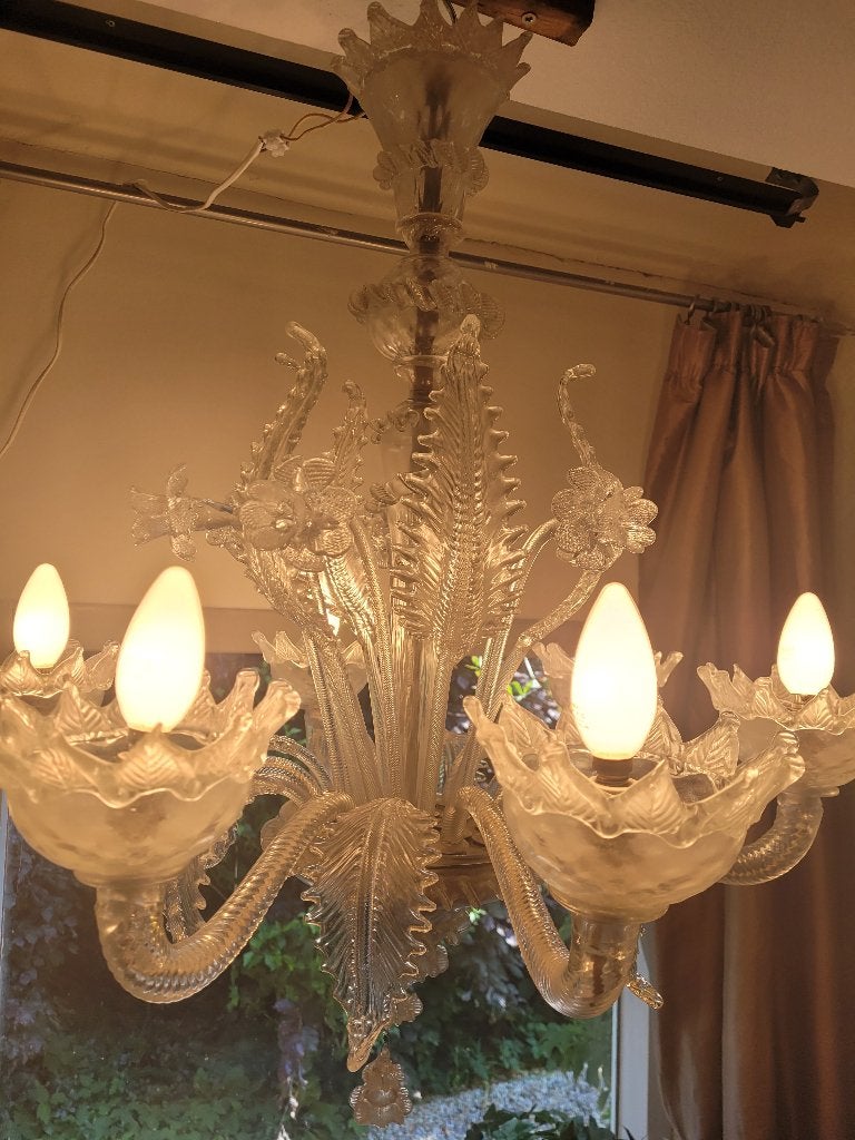 Antieke mond geblazen Murano lamp hoogte circa 60 cm, Ophalen