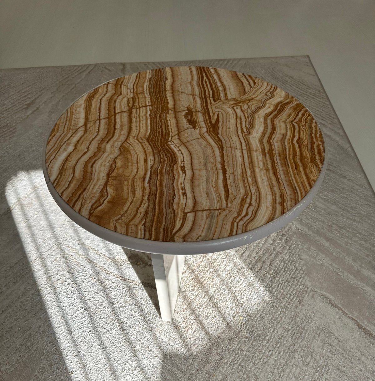 Ronde salontafel stenenblad, Ophalen, Zo goed als nieuw, Rond, 50 tot 100 cm