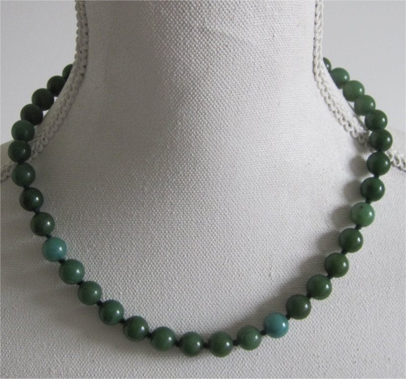 Vintage ketting, groene agaat, halfedelsteen kralen, Ophalen of Verzenden, Zo goed als nieuw, Steen of Mineraal, Met edelsteen