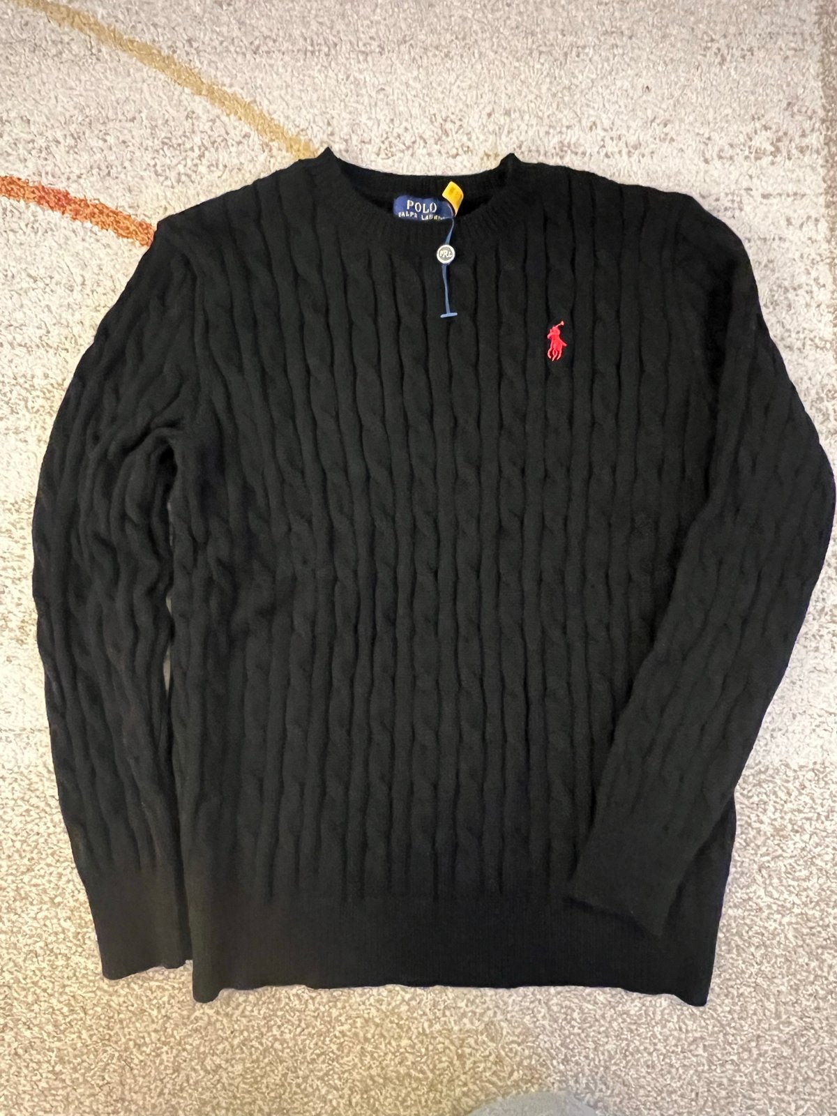 Polo Ralph Lauren Kabelgebreide Trui Zwart Maat L, Ophalen of Verzenden, Nieuw, Maat 52/54 (L), Zwart