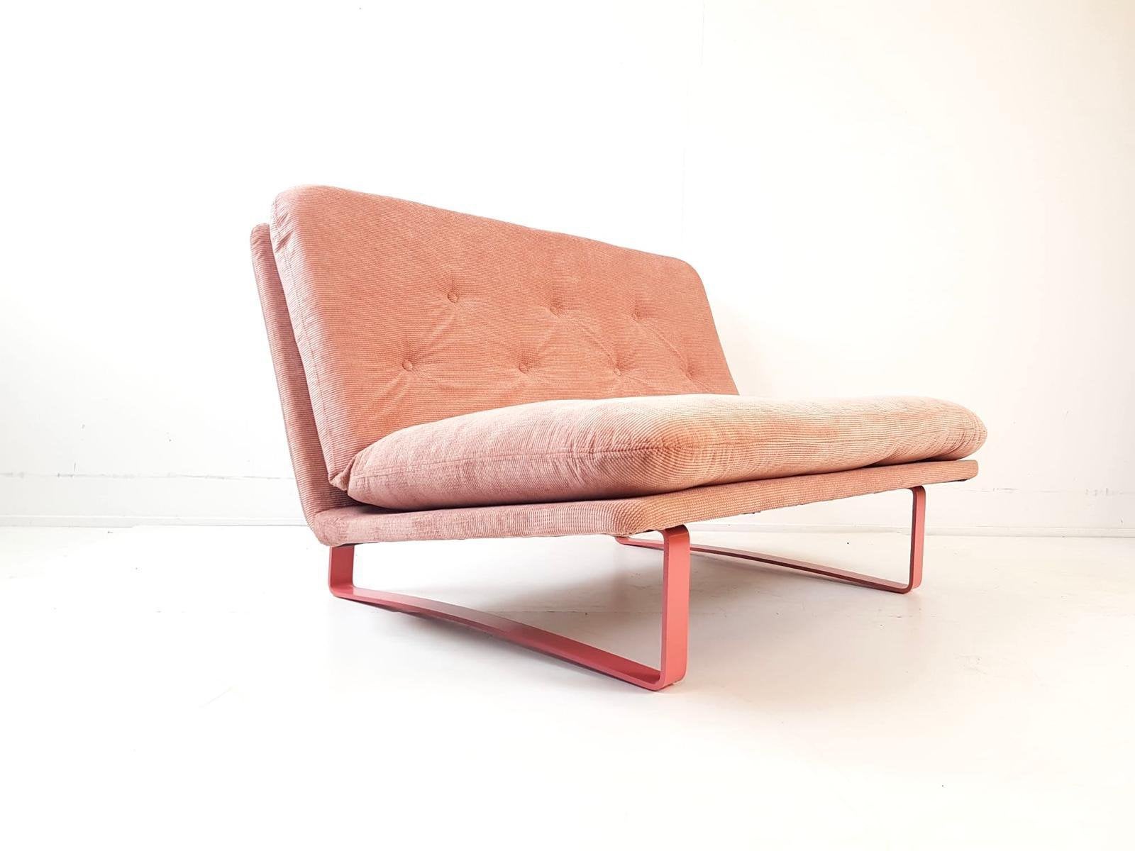 Vintage Artifort bankje tweezits kho liang le roze, Modern vintage, ., 75 tot 100 cm, Ophalen of Verzenden