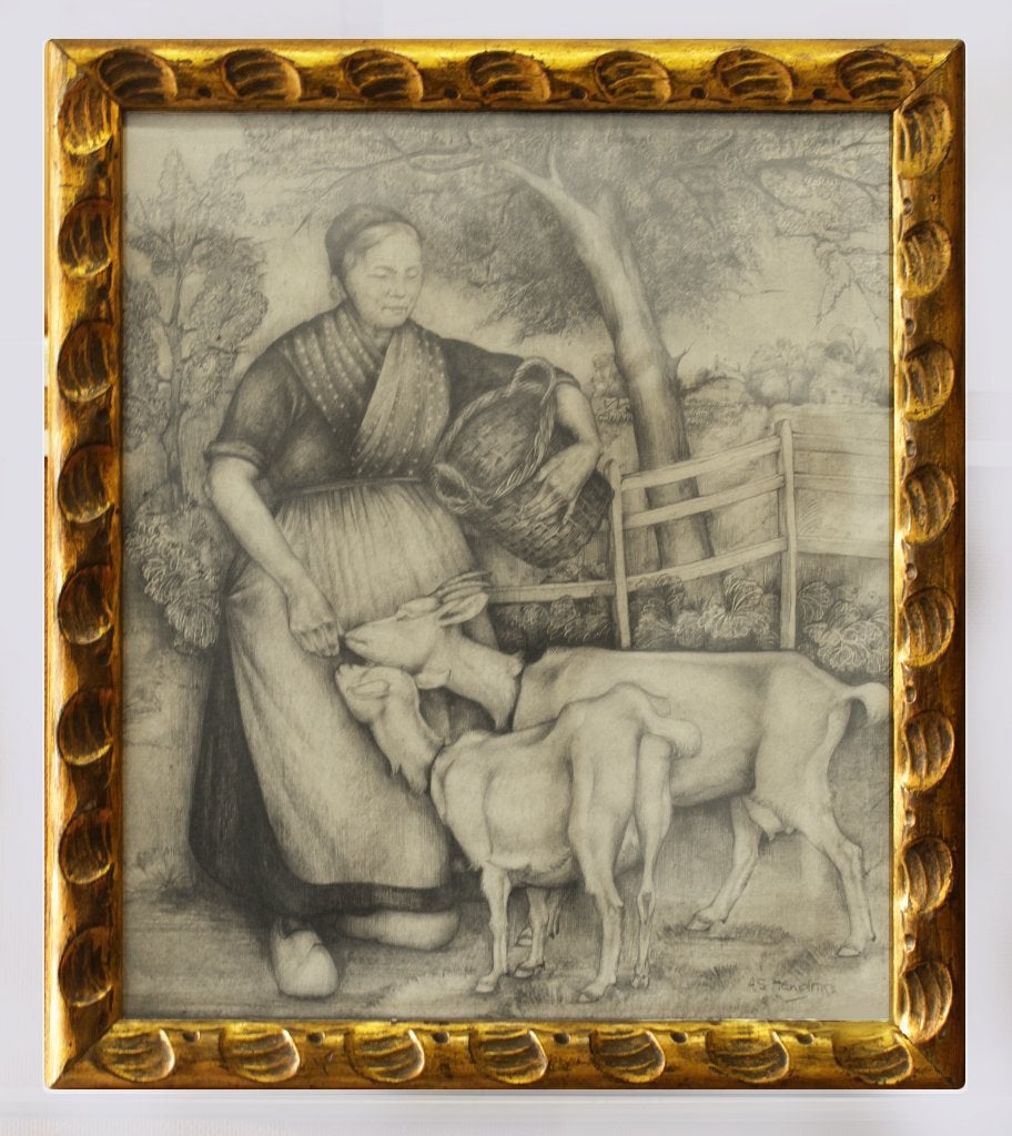 Alida Hendriks – potloodtekening in Art-deco lijst, Ophalen, Bijzondere lijst, Portret of Personen, Realistisch