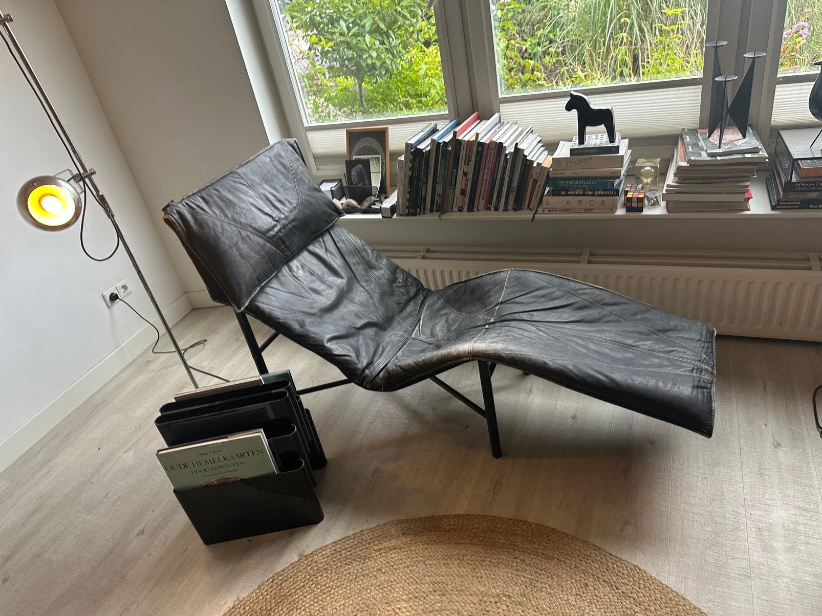 Ikea Tord Bjorklund Skye loungestoel leer vintage design, Huis en Inrichting, Eenpersoons, Leer, Ophalen of Verzenden, Zo goed als nieuw