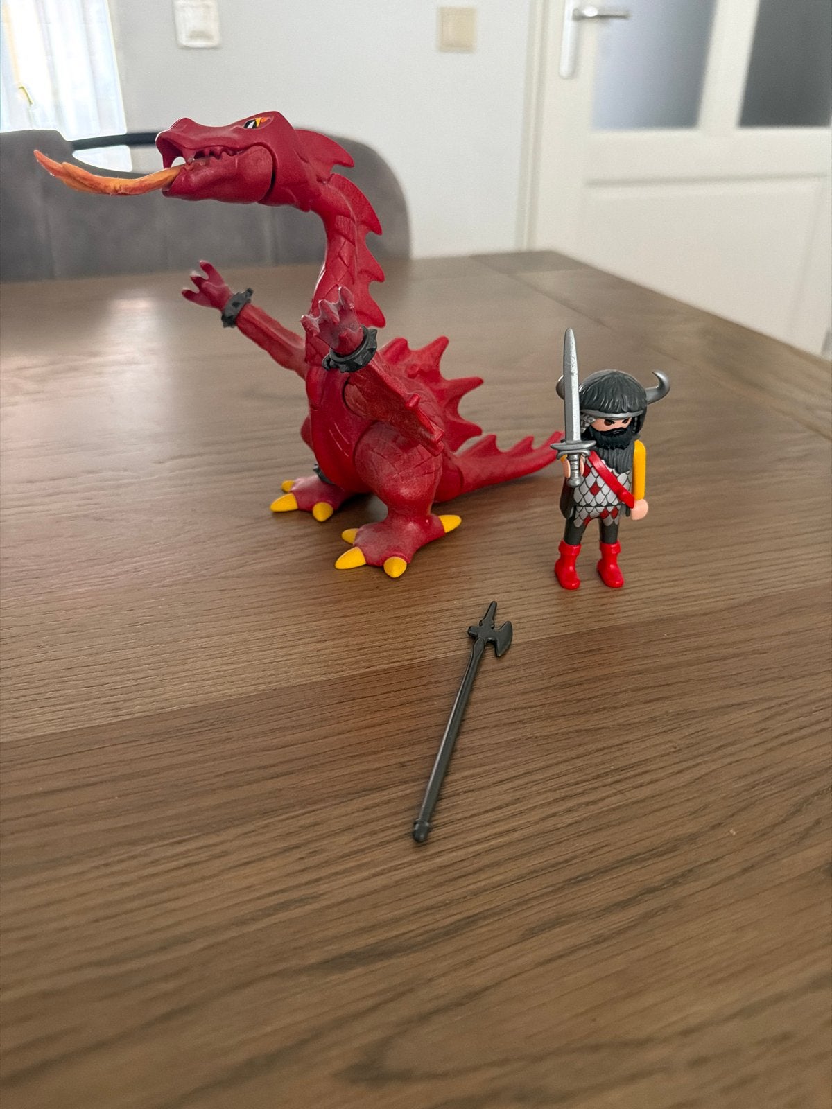 Playmobil Rode Draak met Ridder (3327), Complete set, Overige typen, Ophalen of Verzenden, Zo goed als nieuw