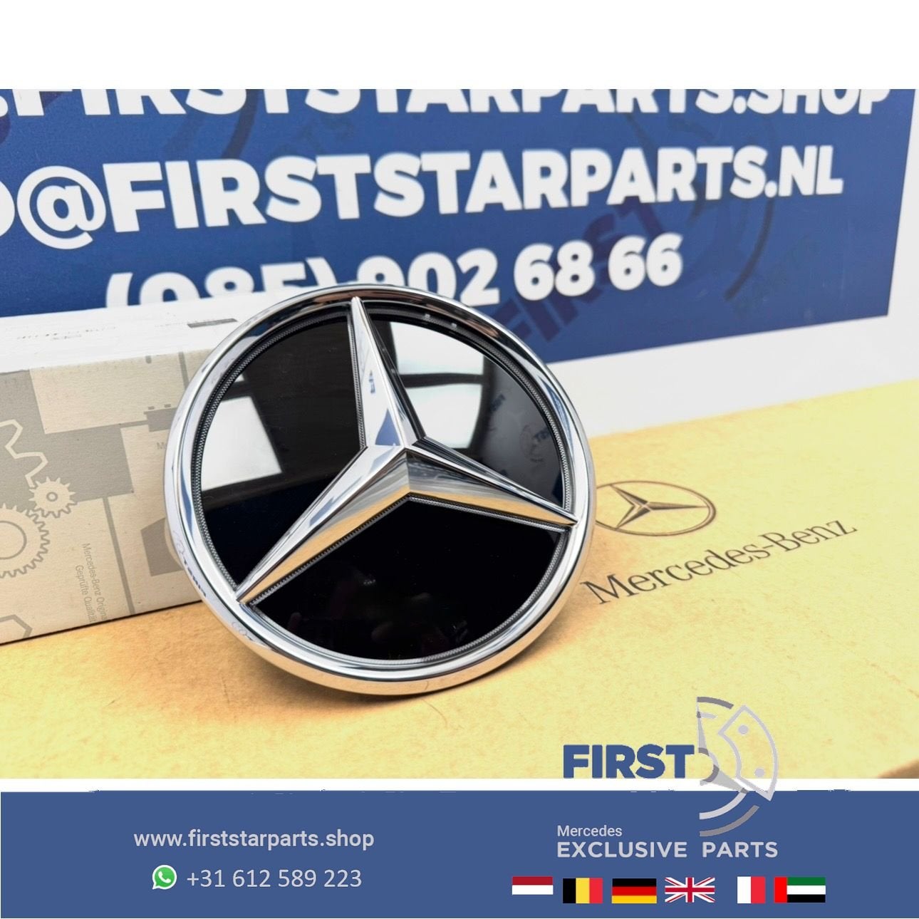 A2438100000 Mercedes STER LOGO VERLICHT GLANS CHROOM W176 W1, Gebruikt, -, Ophalen of Verzenden, -