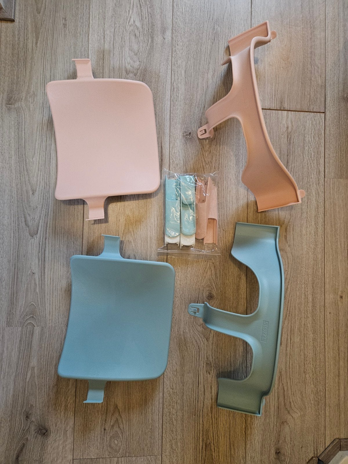 Stokke babyset blauw of roze, Ophalen of Verzenden, Zo goed als nieuw, Meegroeistoel