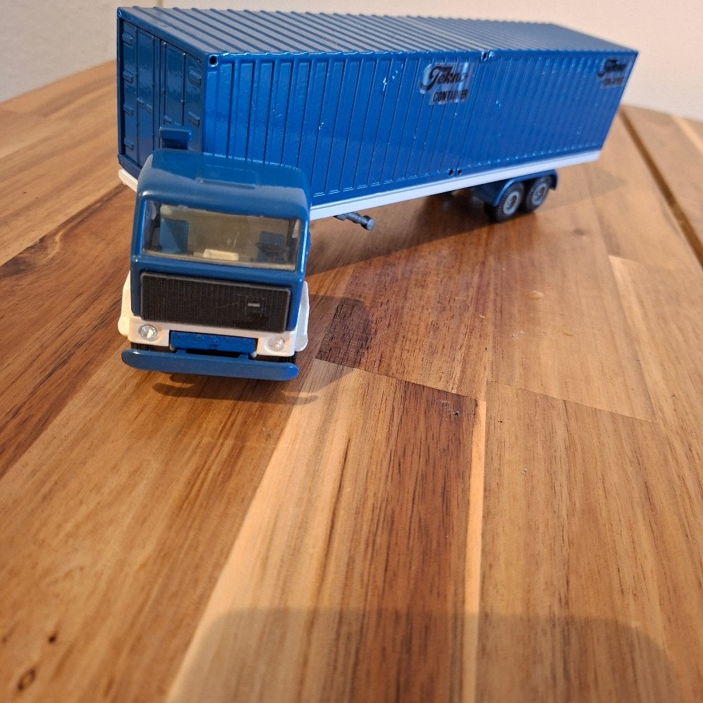 Tekno VOLVO F 89 Containers metaal CBNATIE Model - Blauw, Hobby en Vrije tijd, Modelauto's | 1:50, Verzenden, Zo goed als nieuw