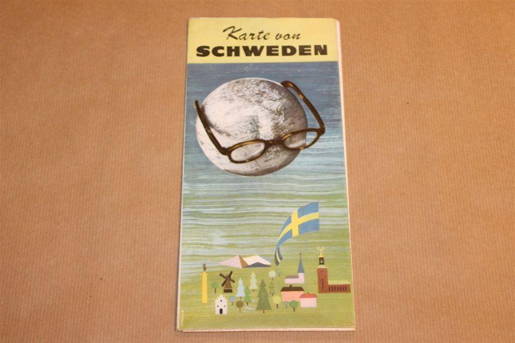 Oude VVV kaart van Zweden - 1962 !!, Ophalen of Verzenden, Zo goed als nieuw, 1800 tot 2000, Landkaart