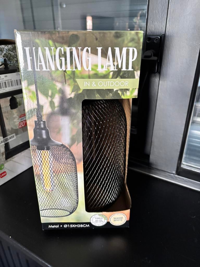 Zwarte hanglamp op batterijen - ideaal voor voortent!, Ophalen of Verzenden, Zo goed als nieuw, Kunststof