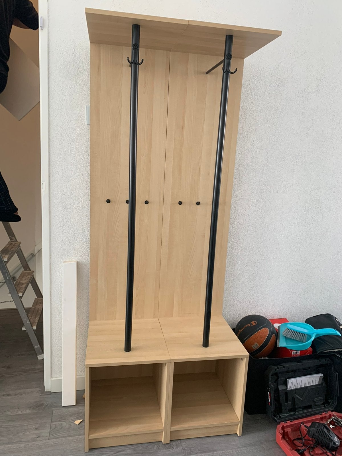 Houten kapstok met opbergruimte en kledingkasten, Ophalen, 50 tot 100 cm, Zo goed als nieuw, 150 tot 200 cm