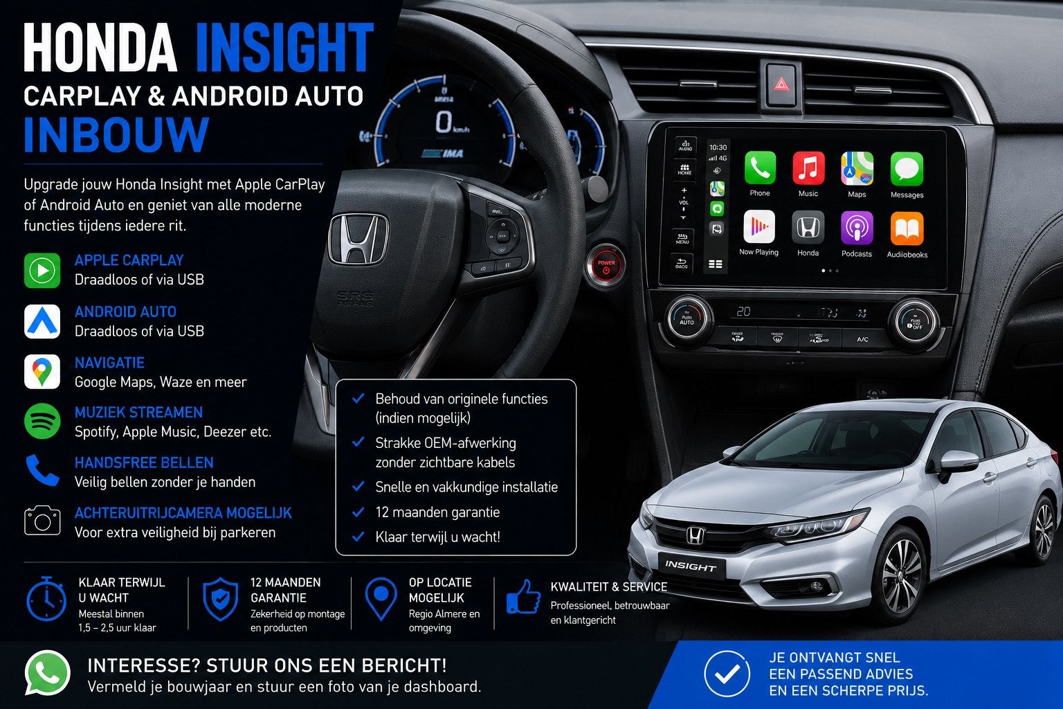 Honda Insight CarPlay & Android Auto Inbouw, Auto diversen, Ophalen, Nieuw