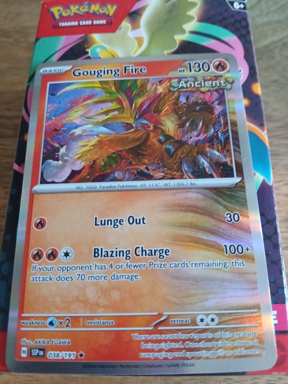 Gouging Fire 038/191 ssp holo Pokémon kaart, Ophalen of Verzenden, Zo goed als nieuw, Losse kaart, Foil