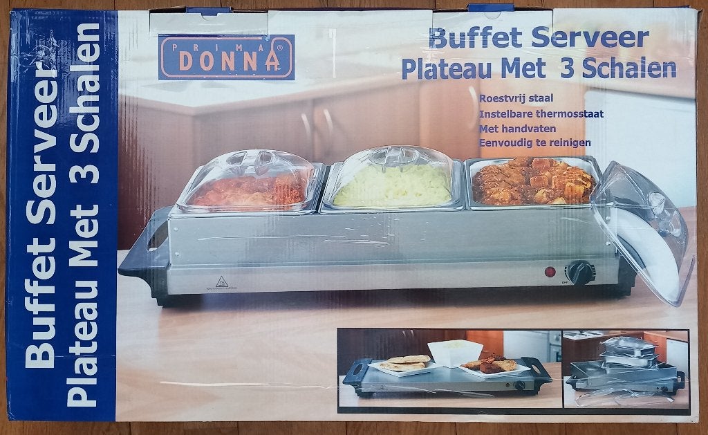 buffet serveerplateau met 3 bakken, Met deksel, Overige typen, Ophalen of Verzenden, Zo goed als nieuw