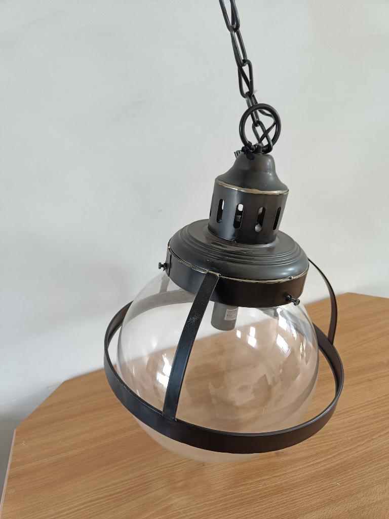 Riverdale Boston Hanglamp Metaal | Donkergrijs | 58 x 42 cm, Ophalen of Verzenden, Nieuw, Glas, Minder dan 50 cm
