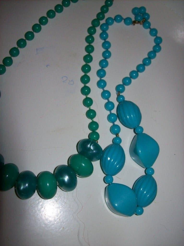 Ketting set Blauw Groen Kunststof Fraaie Kralen modellen, Verzenden, Nieuw, Overige kleuren, Kunststof