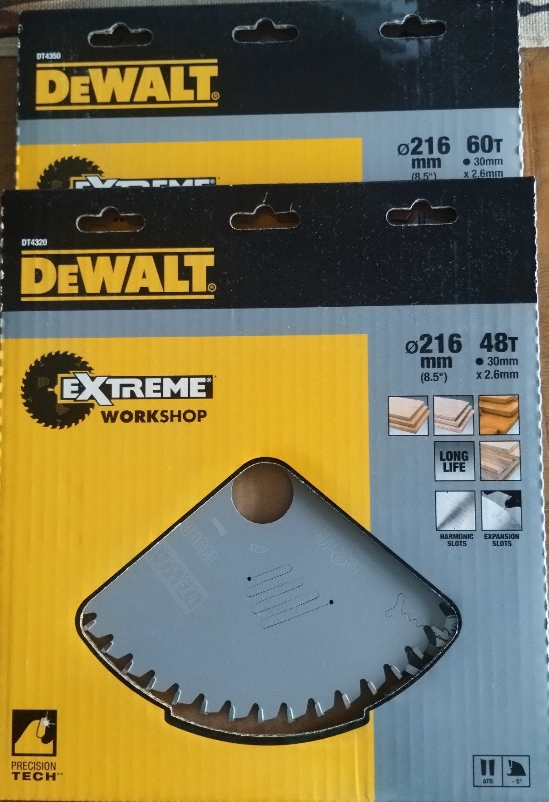 DeWalt Cirkelzaagbladen - 216mm, 48T en 60T, Ophalen of Verzenden, Nieuw, Cirkelzaag, DeWalt