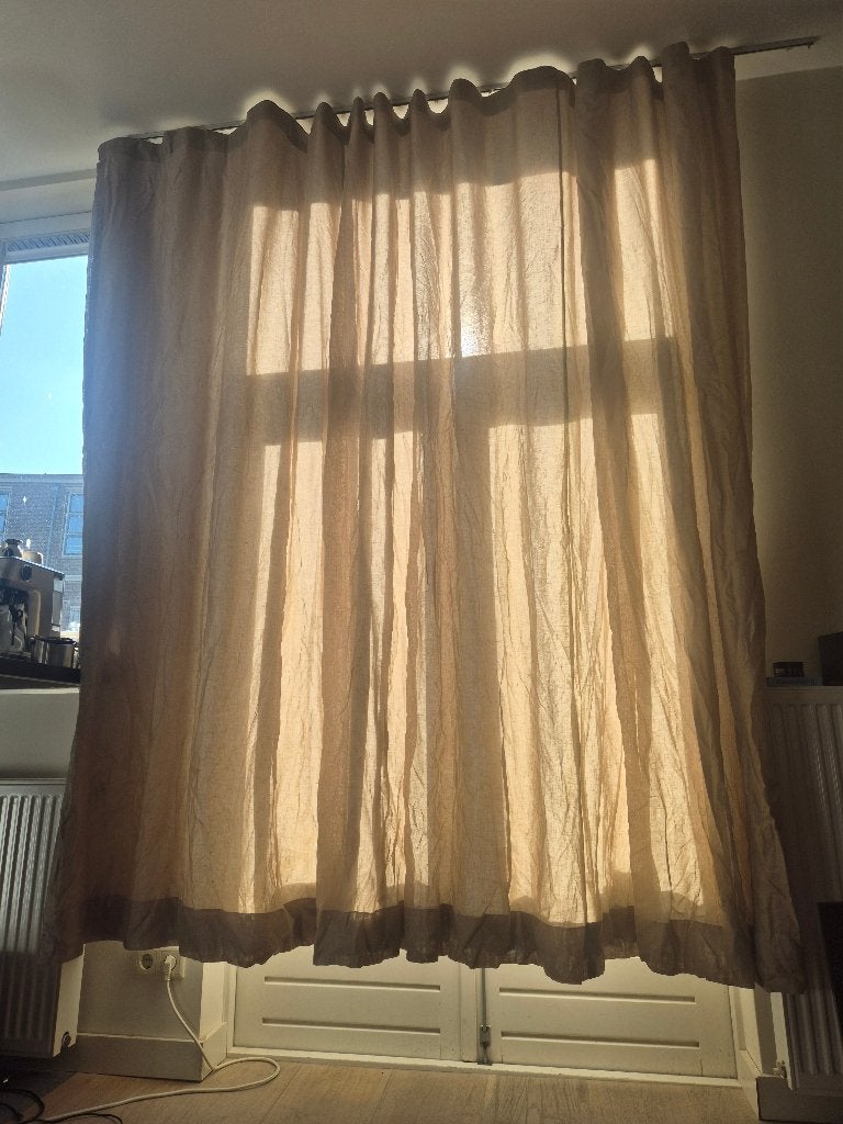 Luxe linnen gordijnen met voering — 265 x 400 cm (2 stuks), Ophalen, Overige materialen, 400 cm, Overige merken