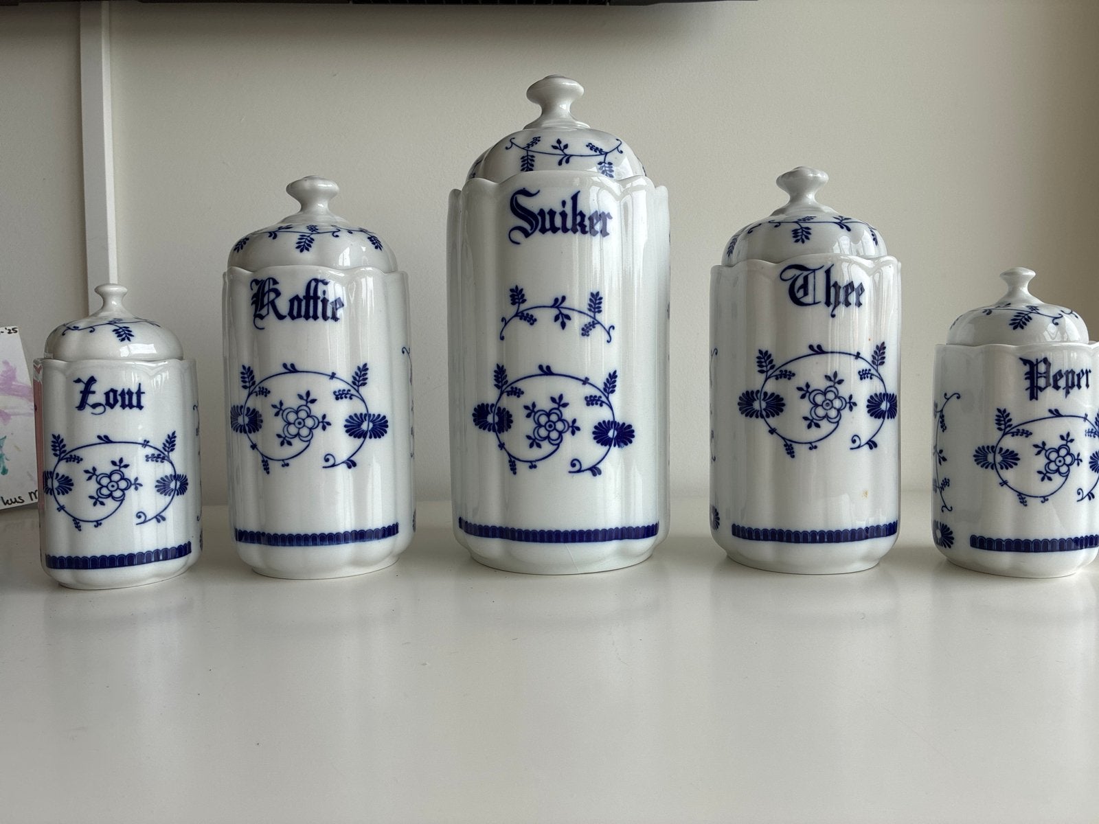 Vintage Blau Saks Porseleinen Suikerpot - Kobaltblauw Bloemm, Ophalen