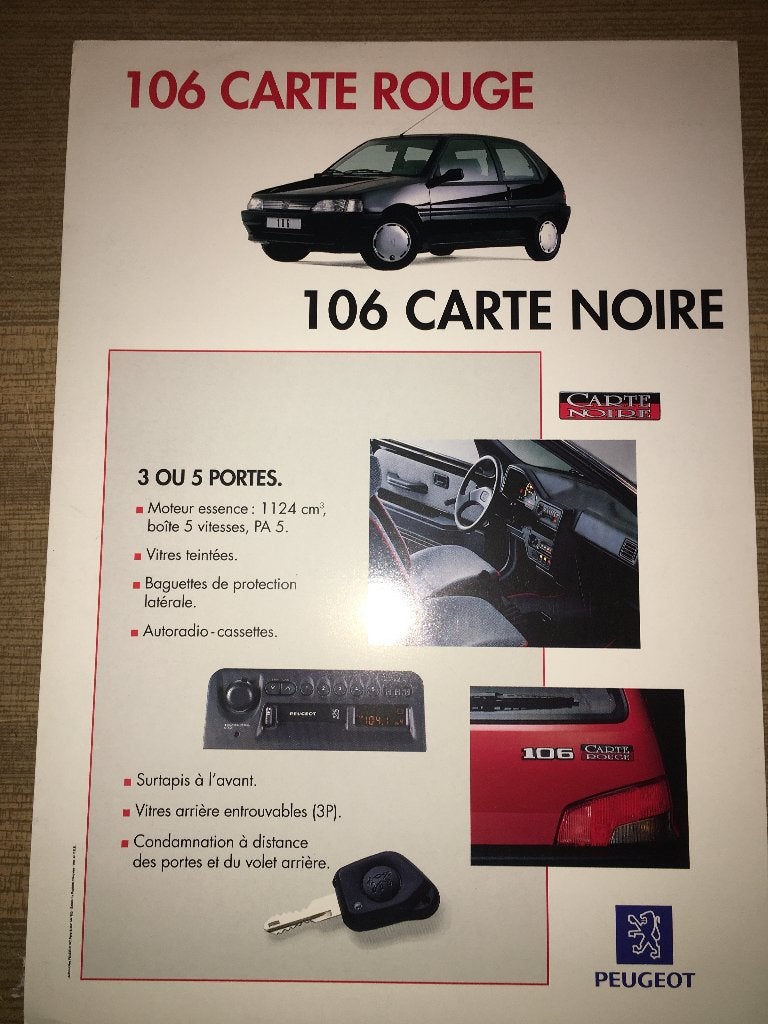 14x Peugeot 106 Van & aktiemodel folders brochures GB FR, Ophalen of Verzenden, Zo goed als nieuw, Peugeot