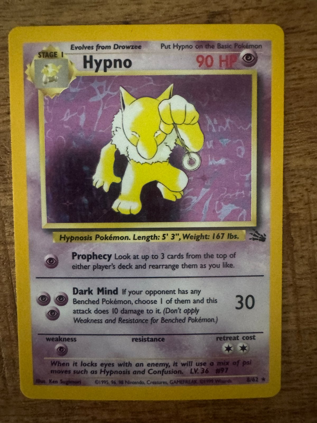 Hypno Pokémon kaart (Fossil  set, 1999), Ophalen of Verzenden, Losse kaart