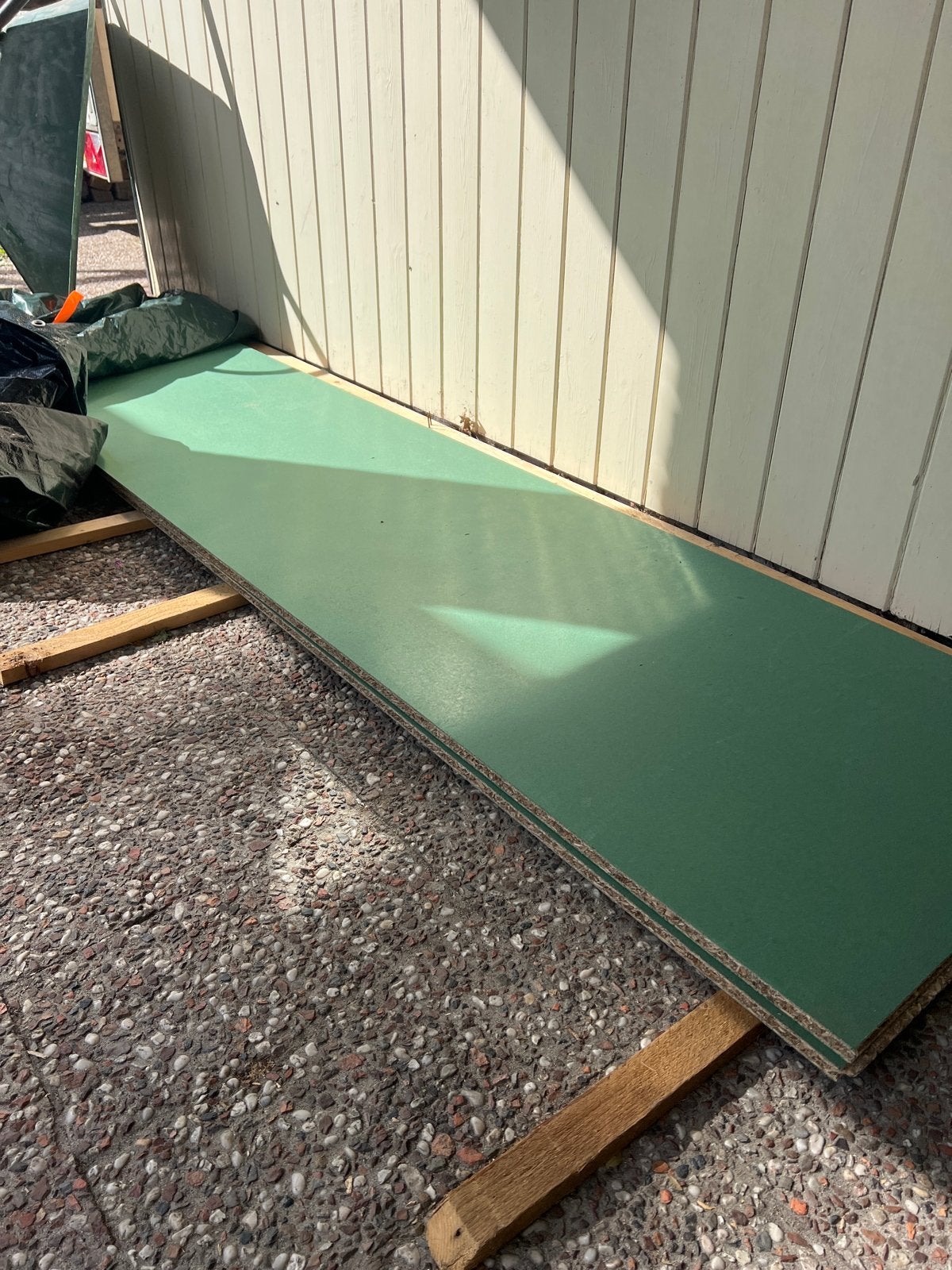 2x Spano 18mm 244x61cm rondom veer en groef, Ophalen, Gebruikt, Minder dan 25 mm, 200 tot 250 cm