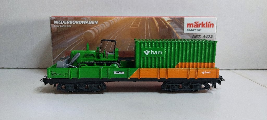 Bam Lage Bakwagon met Bulldozer en 20ft. Container (05), Wisselstroom, Ophalen of Verzenden, NS, Märklin