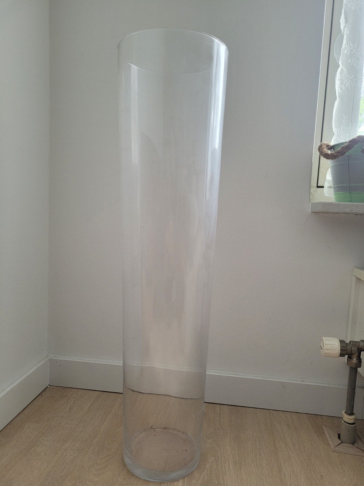 Grote glazen vaas, cilinder vorm, 70cm hoog  transparant, Ophalen, Gebruikt, Transparant, Glas