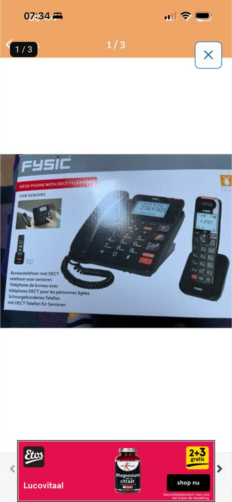 Fysic Bureautelefoon met DECT Telefoon voor Senioren, Telecommunicatie, Vaste telefoons | Handsets en Draadloos, Ophalen of Verzenden