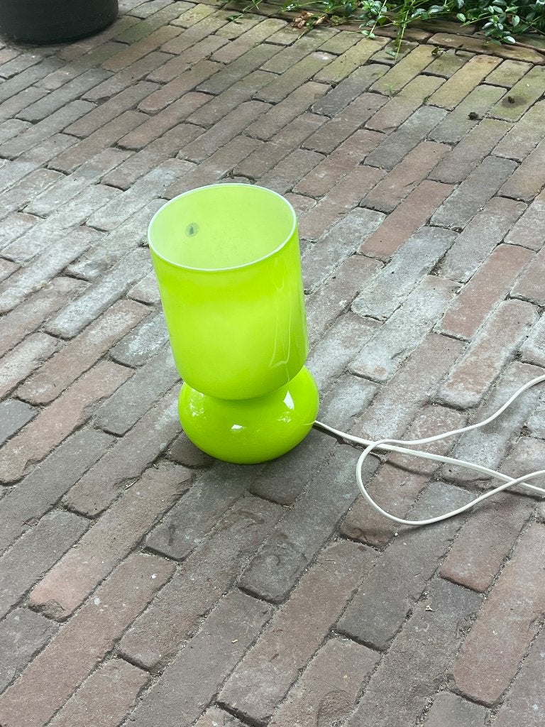 Vintage tafellampje, felgroen glas ikea, Ophalen of Verzenden, IKEA, Vintage, Groen