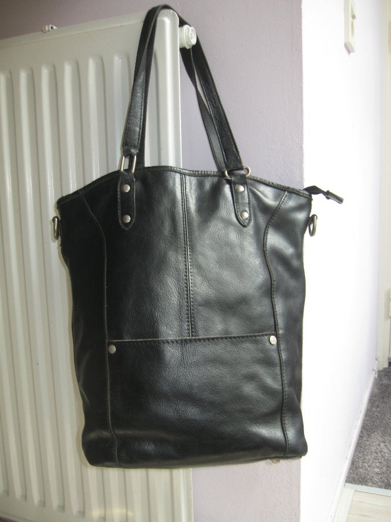 COWBOYSBAG zwart leren shopper als nieuw, Ophalen of Verzenden, Zo goed als nieuw, Zwart, Shopper