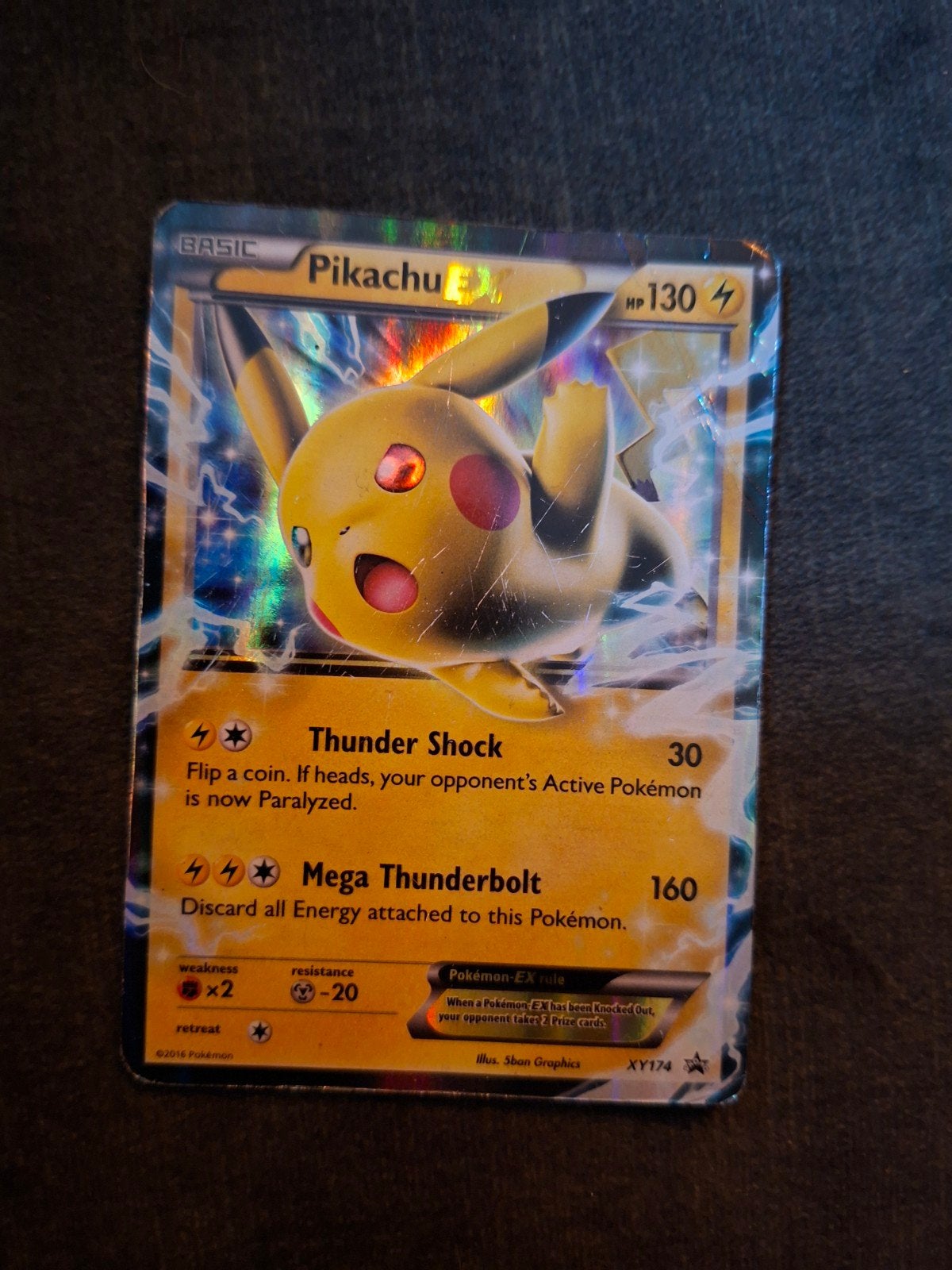 Pikachu EX XY174 Pokémon kaart - Gebruikt, Ophalen of Verzenden, Gebruikt, Losse kaart, Foil