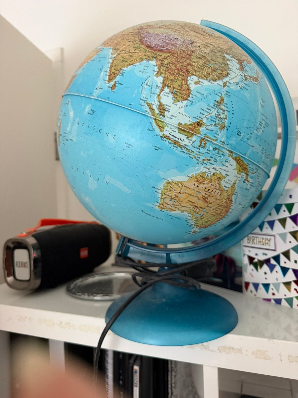 Wereldbol lamp, Blauw, Ophalen of Verzenden, Zo goed als nieuw, Kinderlamp