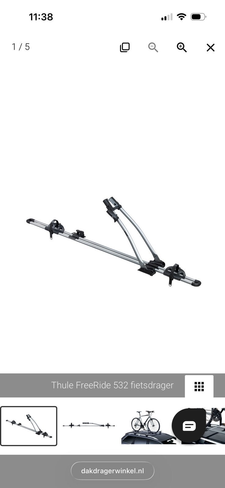 thule Freeride 532 dakdrager, Ophalen, 1 fiets, Zo goed als nieuw, Dakdrager