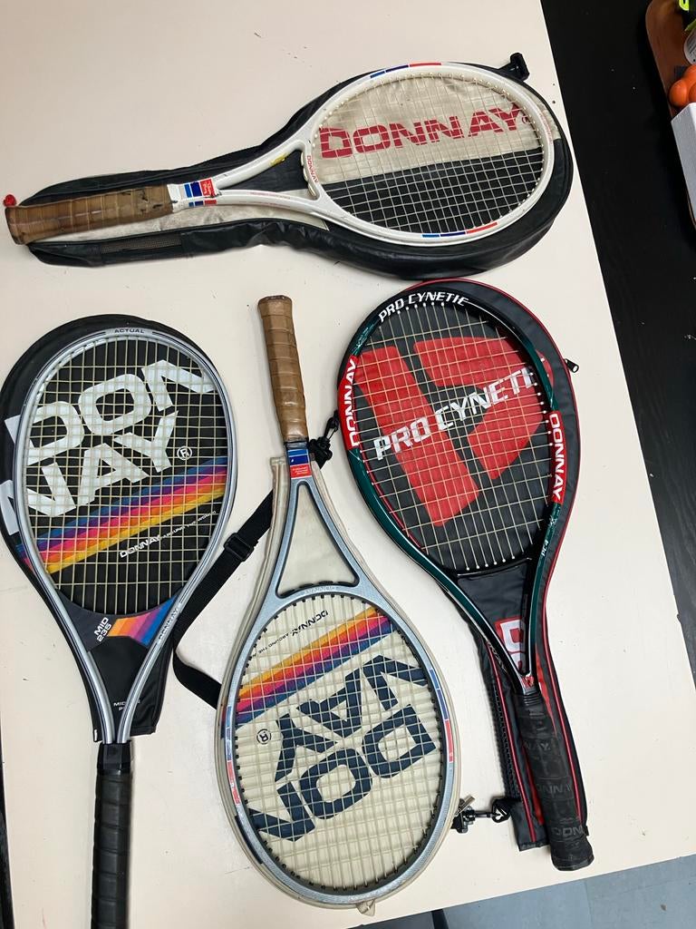 4 Donnay Tennisrackets: Bjorn Borg, Pro Ceramic, PC4, Mid 23, Sport en Fitness, Tennis, Ophalen of Verzenden, Gebruikt, Racket