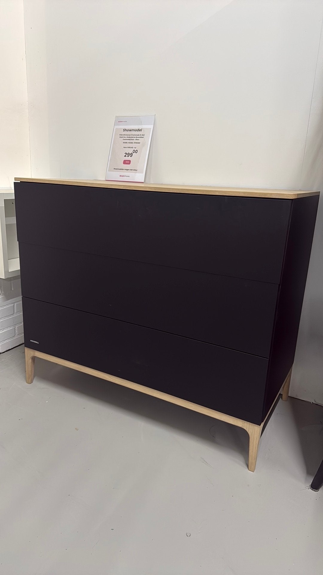 Kidsmill Intense Commode Zwart Eiken, Ophalen, 50 tot 70 cm, 90 tot 105 cm, 100 cm of meer