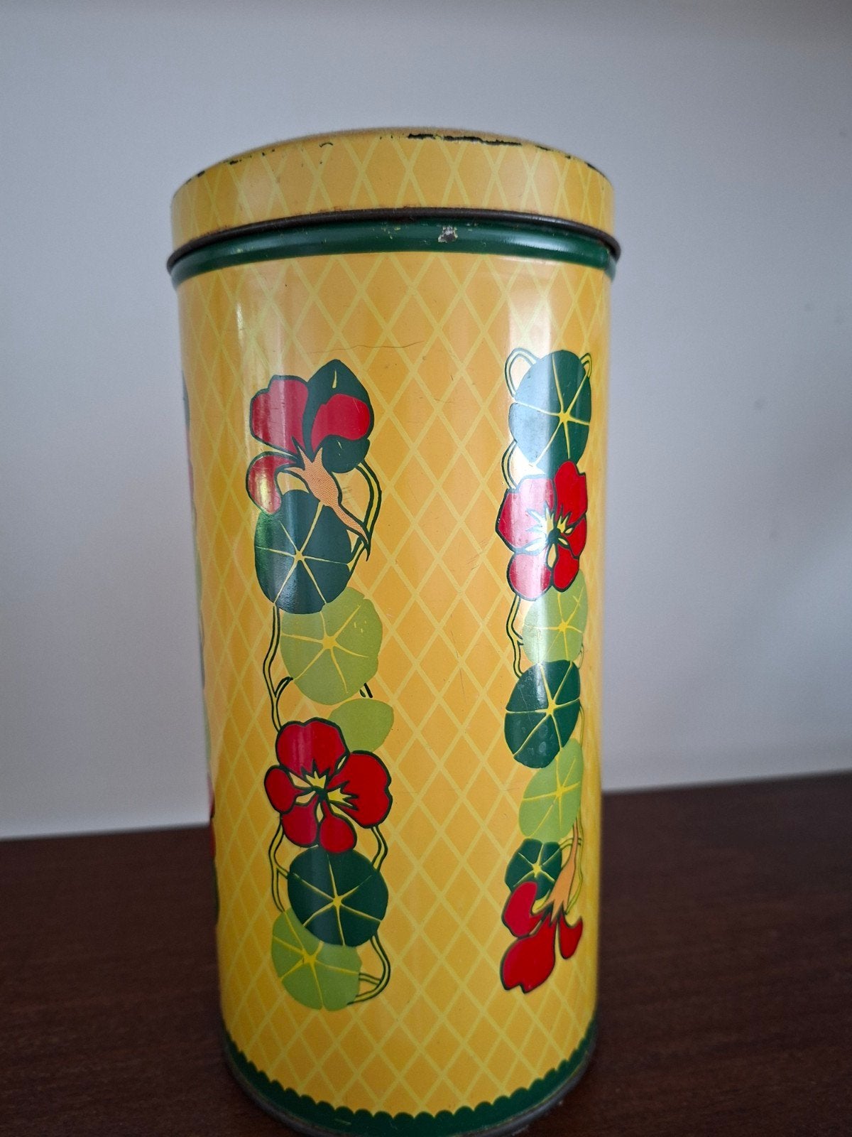 Vintage Verkade Beschuitbus met bloemmotief, Ophalen of Verzenden