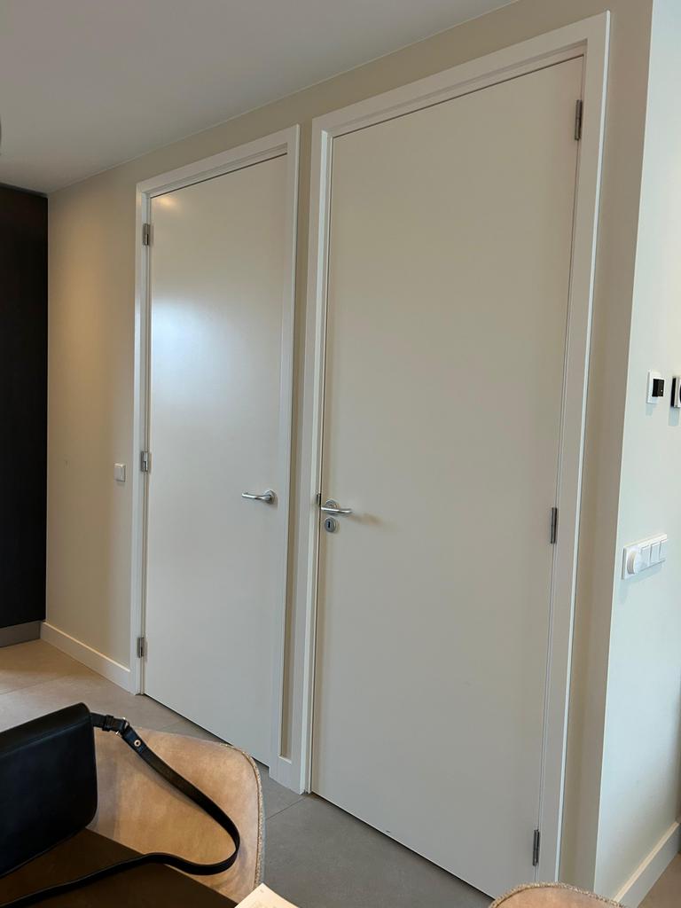 Twee stompe binnendeuren met RVS deurklinken (231,5 cm hoog), Ophalen, 80 tot 100 cm, 215 cm of meer, Binnendeur