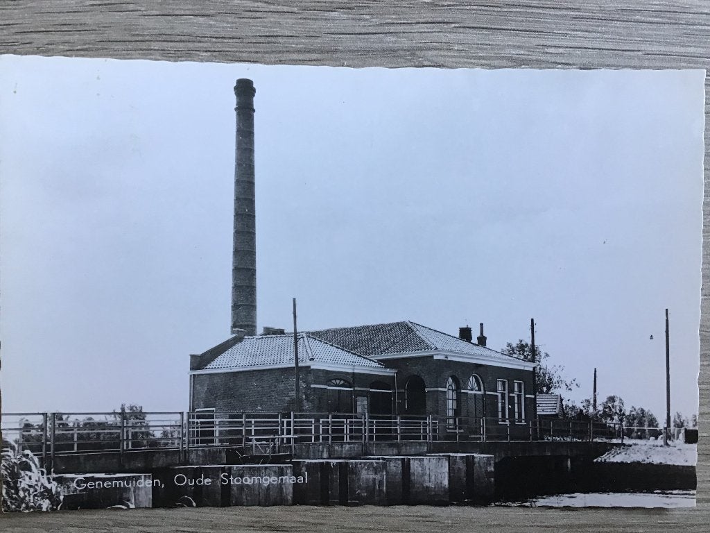 Oude Stoomgemaal Genemuiden - Zwart-wit Ansichtkaart 1968, Ophalen of Verzenden, 1960 tot 1980, Ongelopen, Overijssel