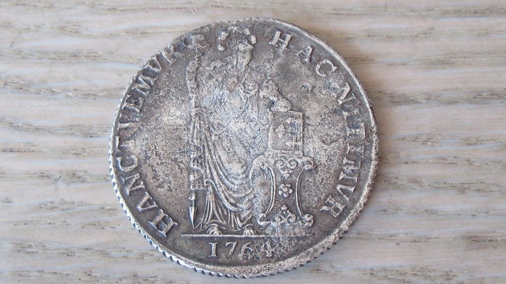 Zilveren provinciale 3 gulden 1764 West Frisia / vondst, Postzegels en Munten, Munten | Nederland, Vóór koninkrijk, Zilver, Losse munt