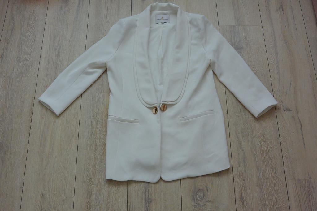 Maria Tailor - Lange witte blazer - 36, Kleding | Dames, Wit, Maria Tailor, Ophalen of Verzenden, Zo goed als nieuw