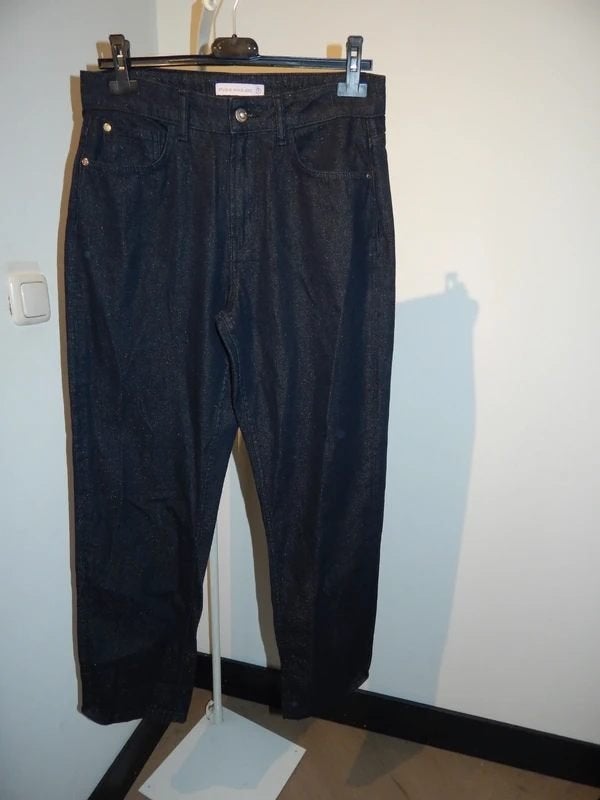 Studio Anneloes ava jeans broek heel fijn gouden glitter S, Studio Anneloes, Nieuw, Maat 36 (S), Lang